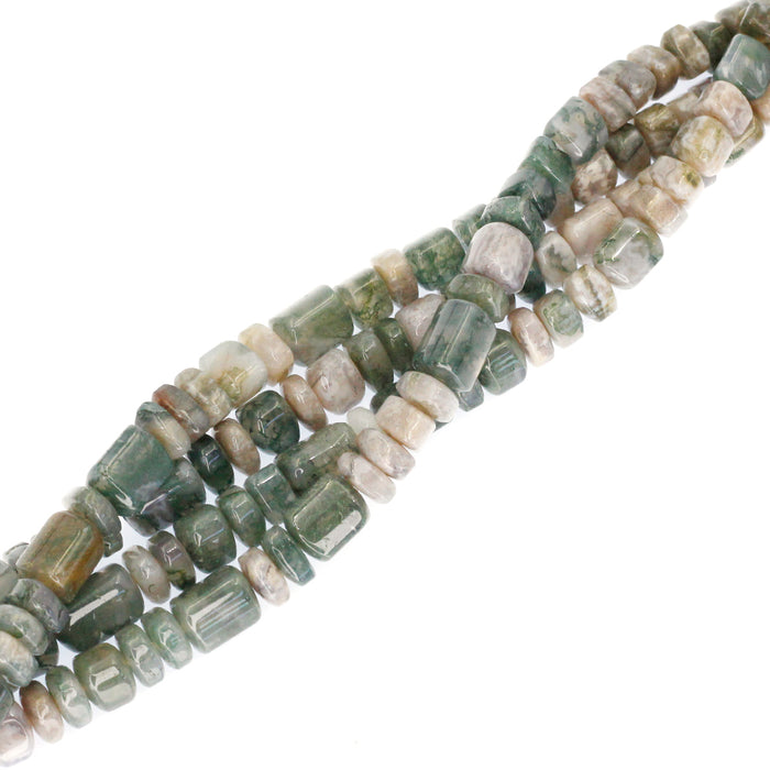 (MOSS-008) 9mm Triangular Cut Moss Agate Roundels