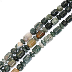 (agate009) 9mm Moss Agate Barrels and Roundels