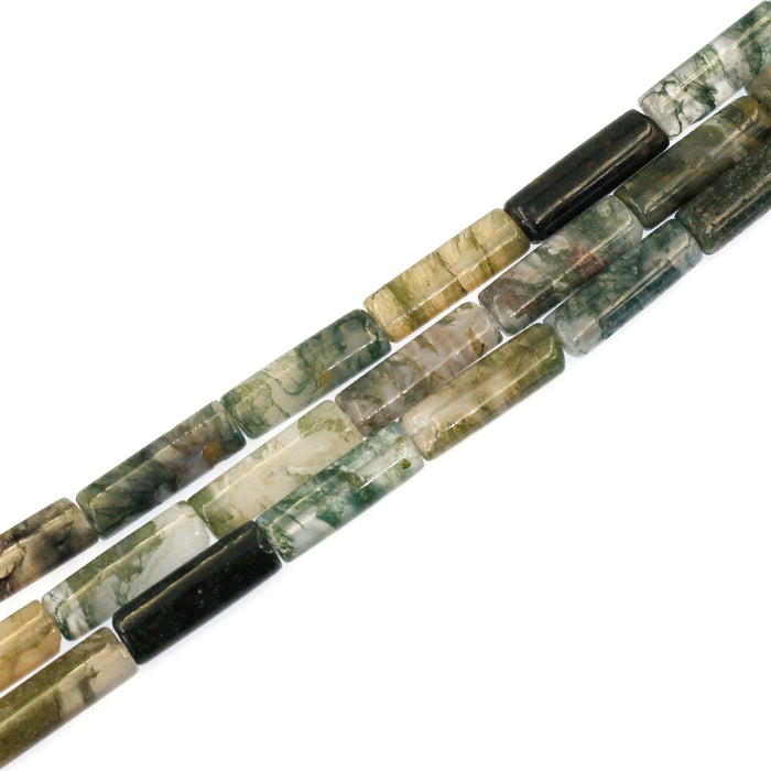 (MOSS-005) 19mm Flattened Moss Agate Tubes