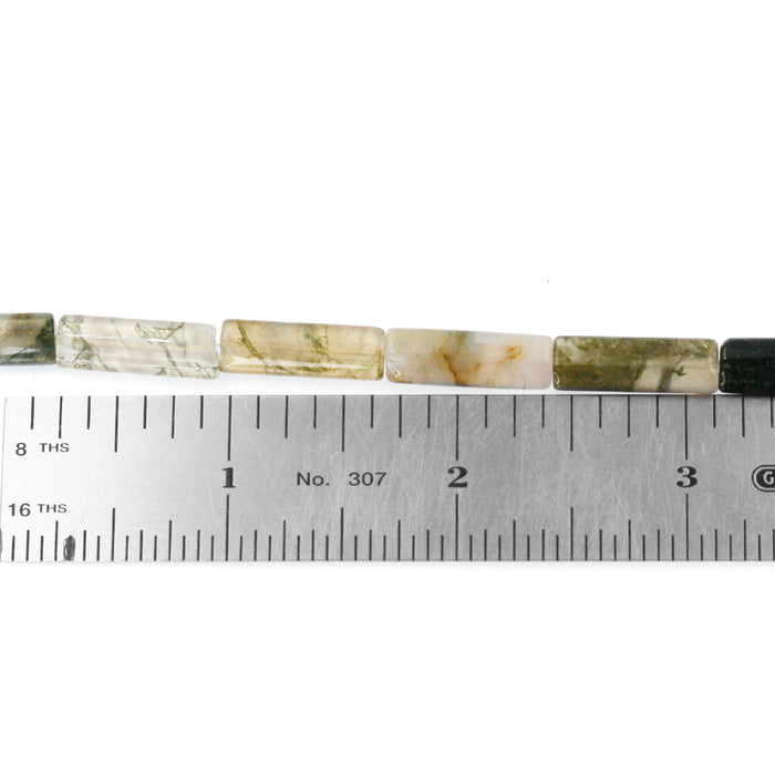 (MOSS-005) 19mm Flattened Moss Agate Tubes