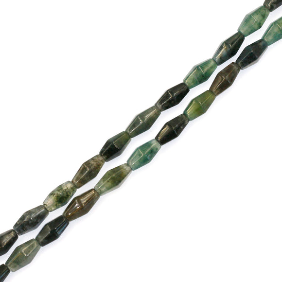 (agate010) 6x12mm Faceted Moss Agate Tubes