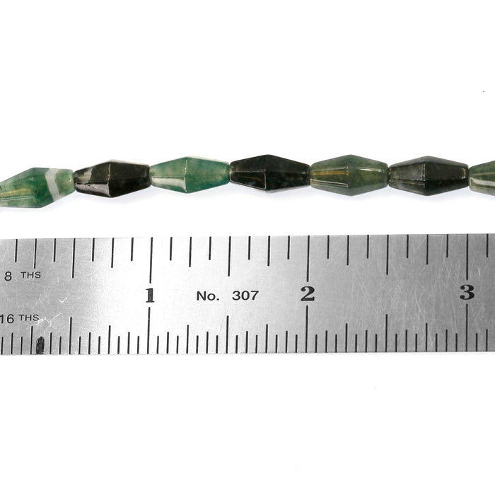 (MOSS-001) 6x12mm Faceted Moss Agate Tubes