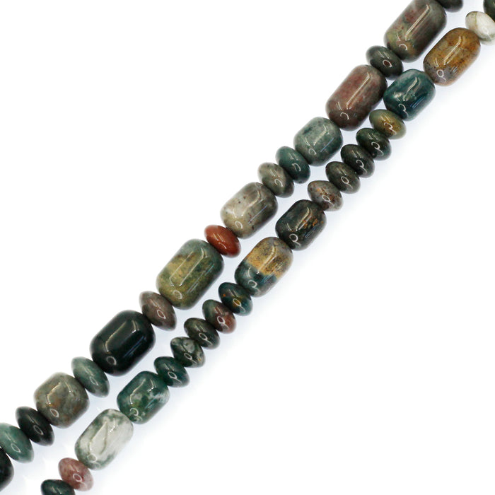 (jas090) 6-8mm Graduated Imperial Jasper Barrels and Roundels