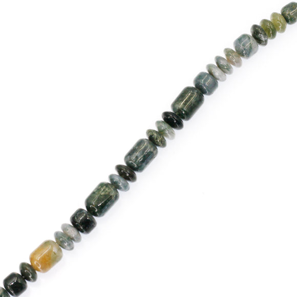(agate012) 9mm Moss Agate Barrels and Roundels