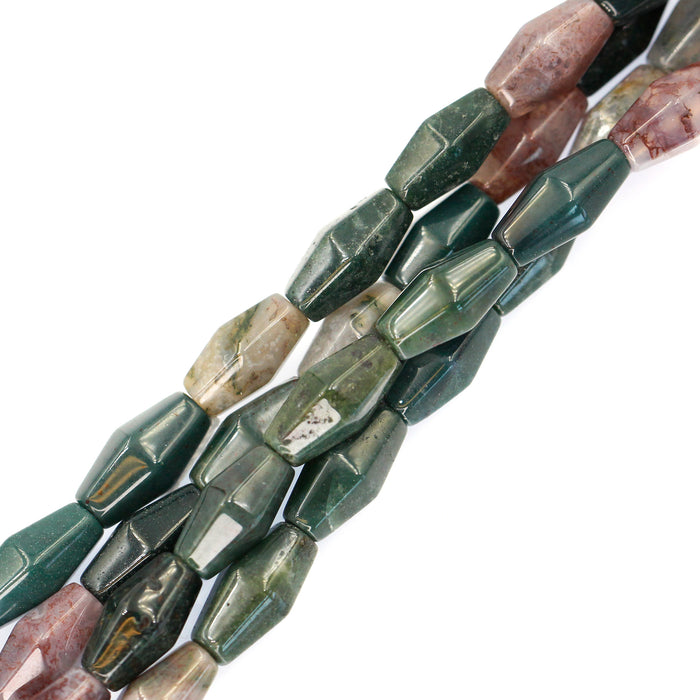 (jas096) 6x12mm Faceted Fancy Jasper Tubes