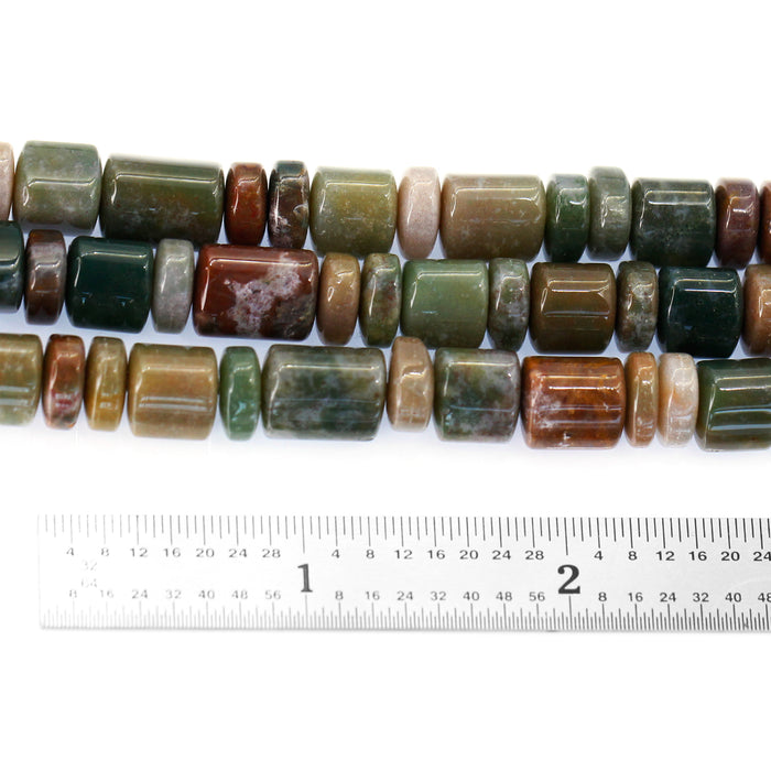 (jas098) 10mm Triangular Cut Fancy Jasper Barrels and Roundels