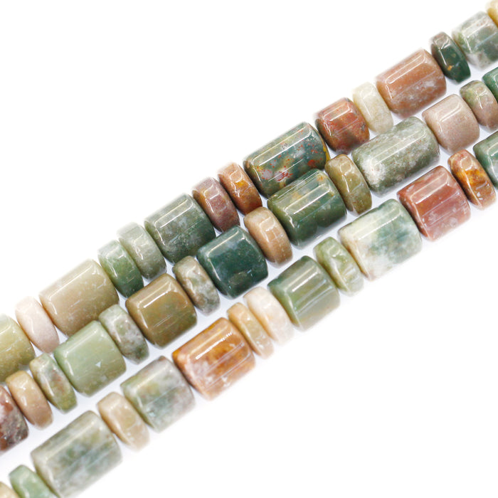 (jas098) 10mm Triangular Cut Fancy Jasper Barrels and Roundels
