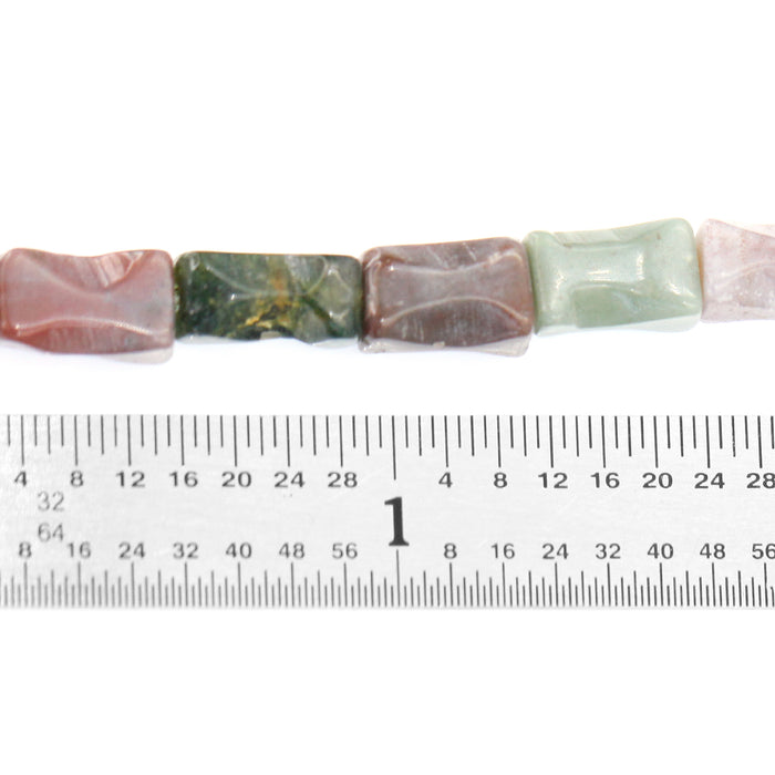 (jas103) 6x11mm Faceted Fancy Jasper Tubes
