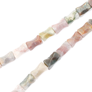 (jas103) 6x11mm Faceted Fancy Jasper Tubes