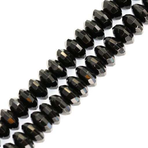 12mm Faceted Black Onyx Roundelles