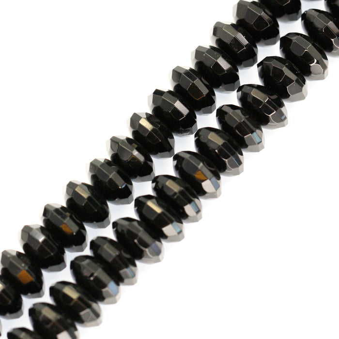 12mm Faceted Black Onyx Roundelles