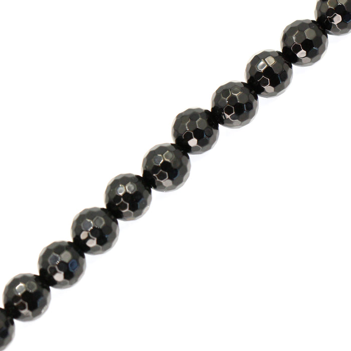 (BO-039) 8mm Faceted Black Onyx Rounds