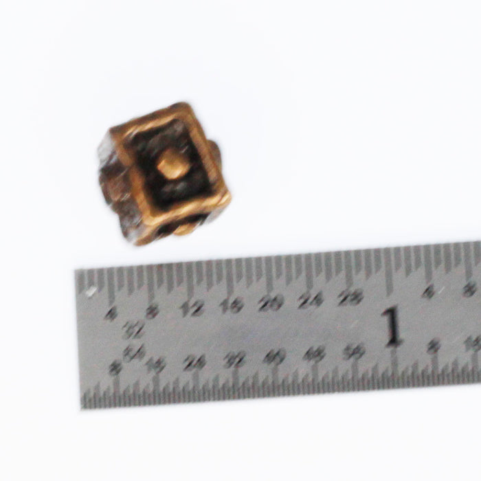 (bzbd198-9681) Bronze textured bead with dot on sides