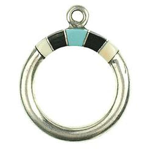 Melon Shell, Black & Turquoise Inlay Toggle Ring
