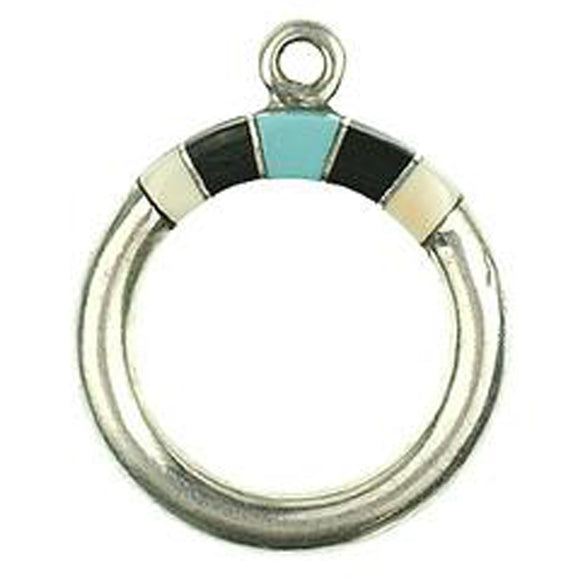 Melon Shell, Black & Turquoise Inlay Toggle Ring