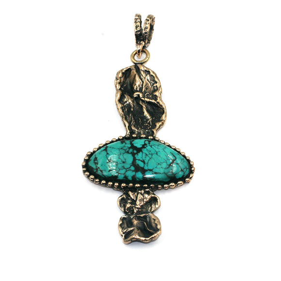 Bronze and turquoise pendant