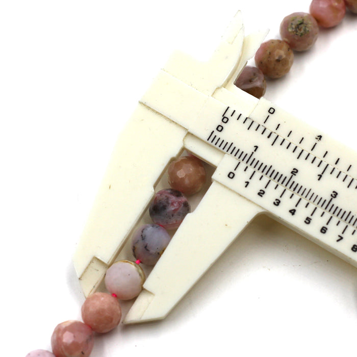 (pinkopal004) 8mm Faceted Round Pink Peruvian Opal