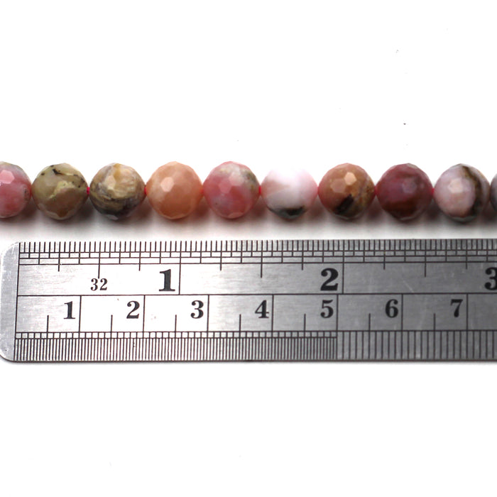 (pinkopal004) 8mm Faceted Round Pink Peruvian Opal