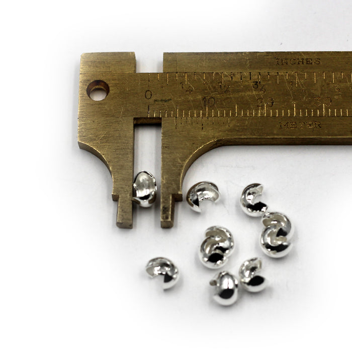 (SF004)  10 Pcs. 4.8MM Sterling Silver Crimp Covers