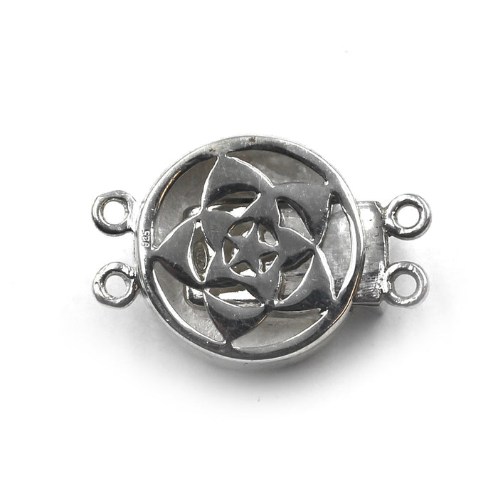 (SCL-019) Two Strand Sterling Box Clasp With Coral