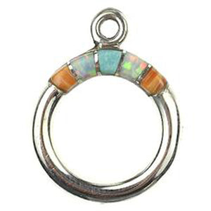 Spiny Oyster, Synthetic Opal & Turquoise Inlay Toggle Ring