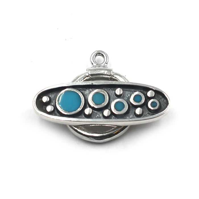 (STG-002) Sterling Silver Toggle With Turquoise Inlay