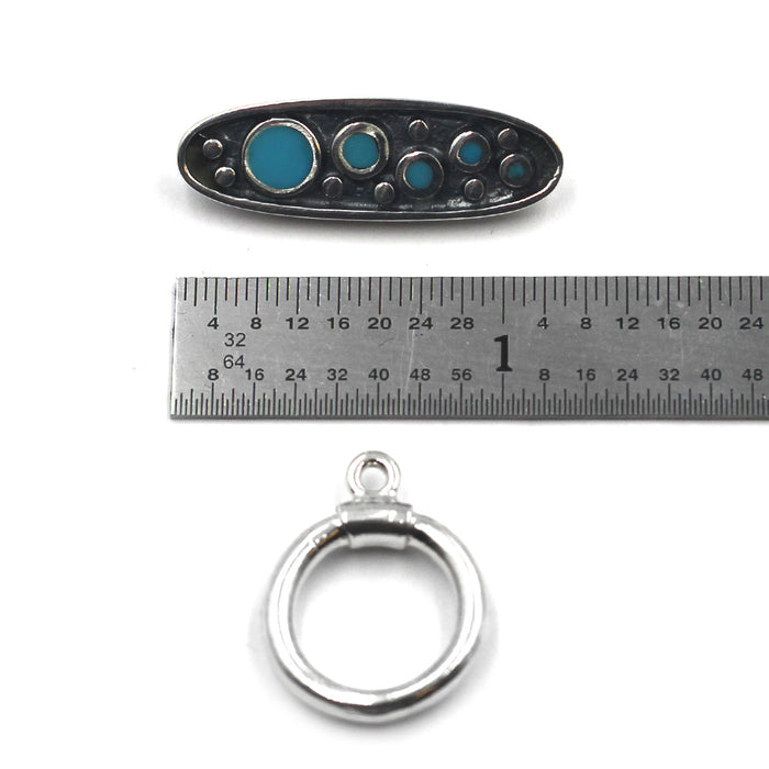 (STG-002) Sterling Silver Toggle With Turquoise Inlay