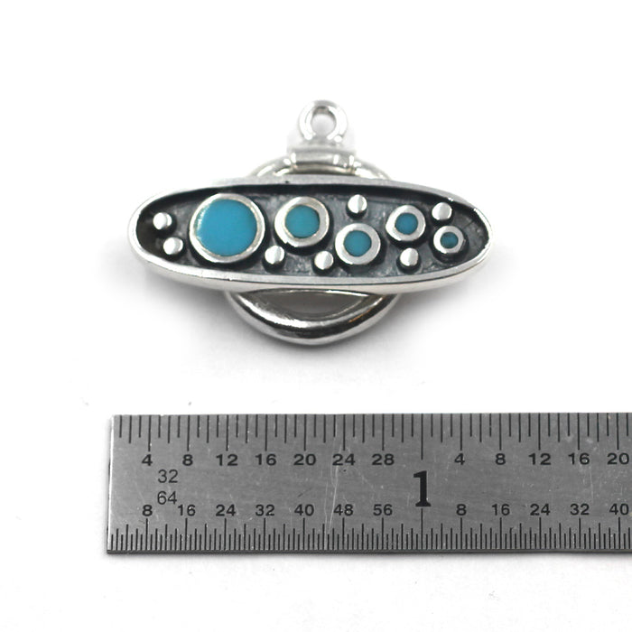 (STG-002) Sterling Silver Toggle With Turquoise Inlay