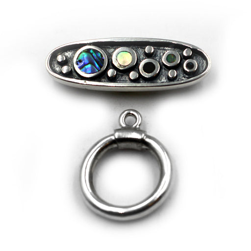 Sterling toggle with inlay stones