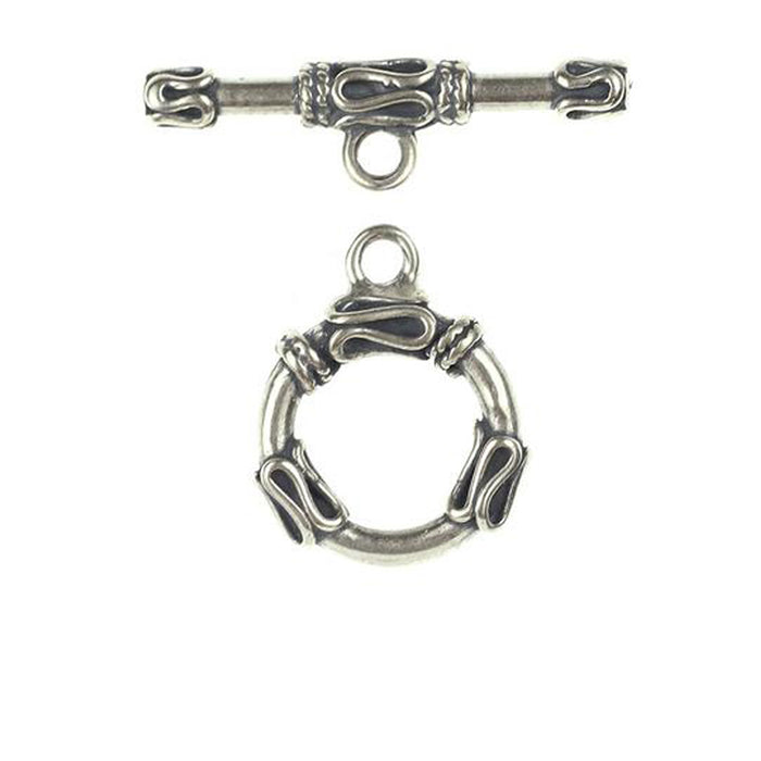 (STG-035) Ornate Sterling Silver Toggle Clasp with Scrollwork