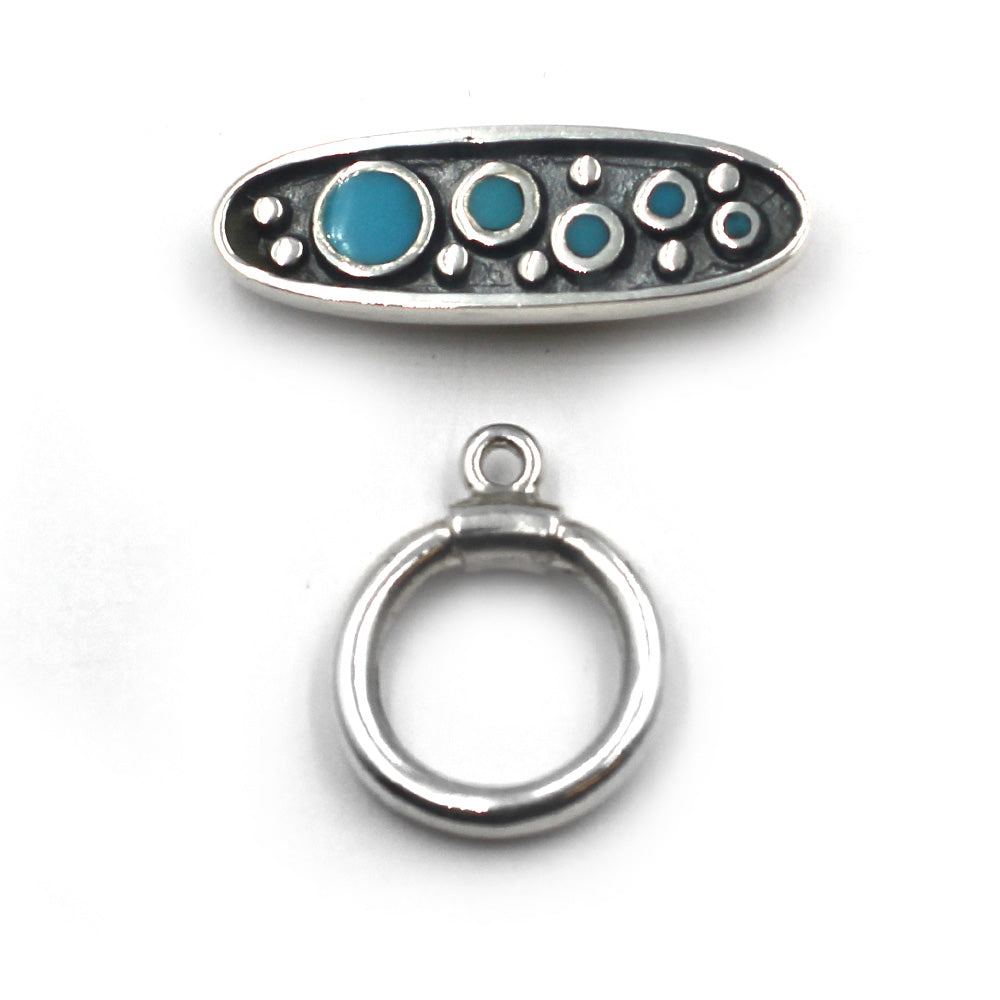 Stg-002-8586) Sterling Silver Toggle With Turquoise Inlay