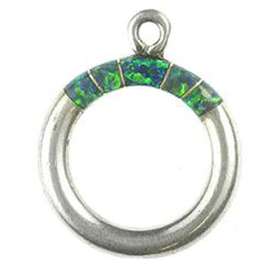 Synthetic Green Opal Inlay Toggle Ring