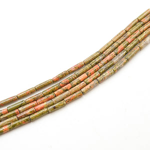 (unakite007) 13mm Tube Unakite Beads