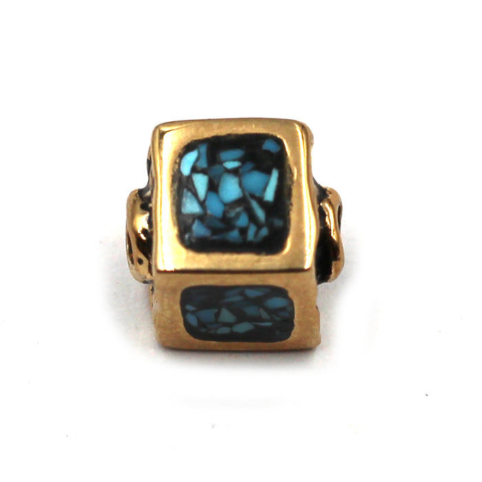 Bronze Turquoise Inlay Bead