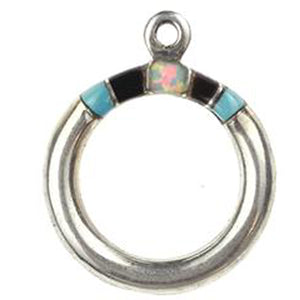 Turquoise, Black & Synthetic Opal Inlay Toggle Ring