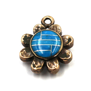 bronze turquoise flower pendant