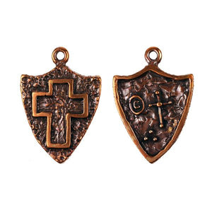 Bronze Cross & Shield Pendant