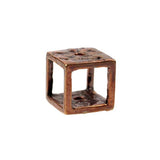 (bzbd077-N0266) 13mm Bronze Hollow Cube Bead. - Scottsdale Bead Supply