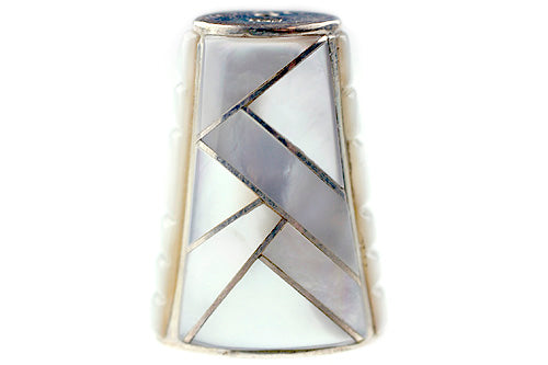 Inlay Cone 12 x 9 mm Pink Mussel and White Mother of Pearl