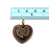 (bzp376-N0335S) Bronze Checkerboard Heart Pendant