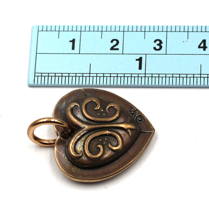 (bzp378-N0335S) Bronze Checkerboard Heart Pendant