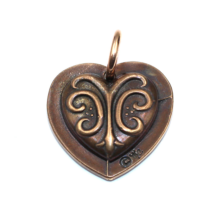 (bzp376-N0335S) Bronze Checkerboard Heart Pendant