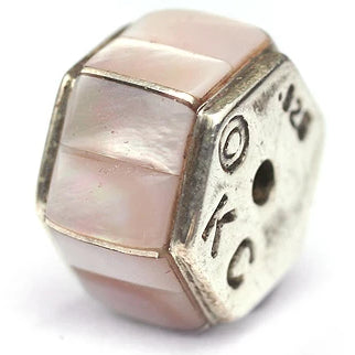 12 mm Hexagon Pink Lip Inlay Bead