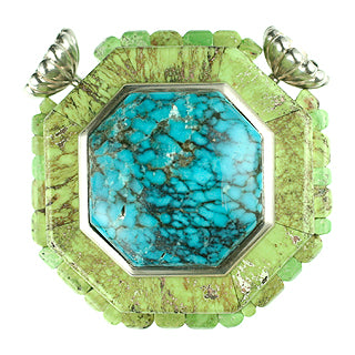 Gaspeite and Turquoise Multistrand Clasp