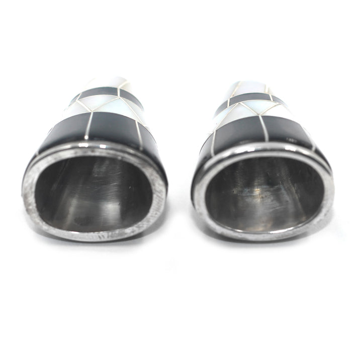 (IC017)  Large Mother of Pearl and Black Onyx Cones