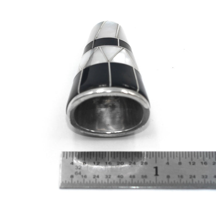 (IC017)  Large Mother of Pearl and Black Onyx Cones