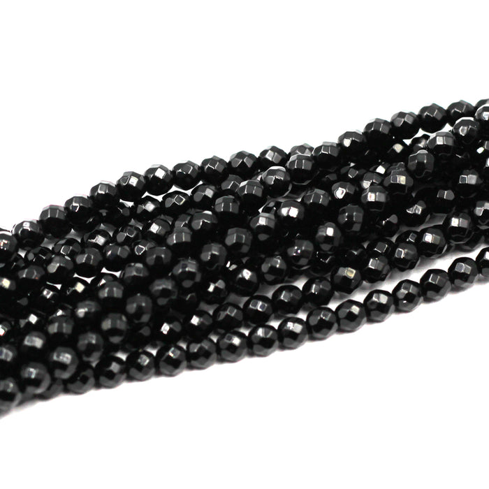 4mm faceted black onyx