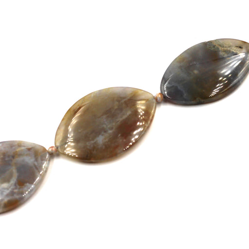 brown flower agate ovals