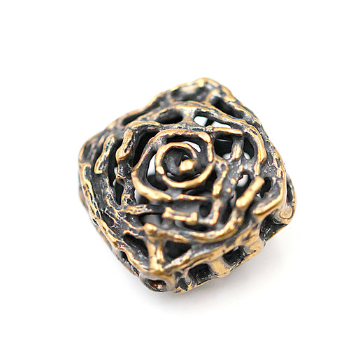 (bzbd001-8518) Bronze Free Form, Large "Cushion" shape hollow bronze bead. - Scottsdale Bead Supply