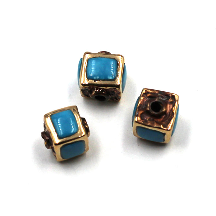 Turquoise Inlay Bronze Bead